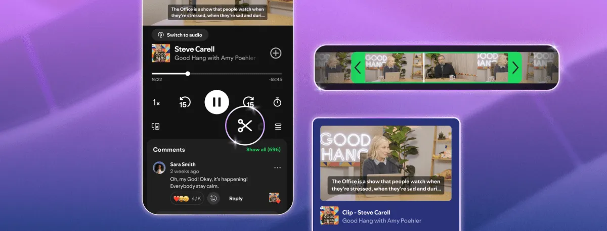 Spotify lansează funcția de „clipuri” pentru podcasturi: cum poți împărtăși momentele preferate
