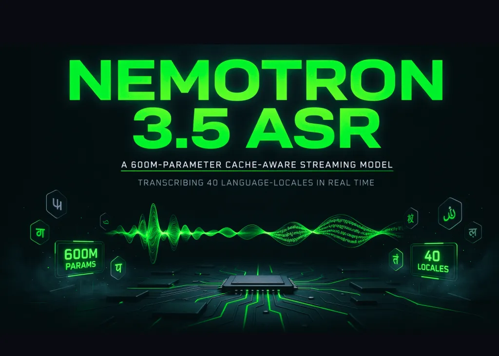 NVIDIA lansează Nemotron 3.5 ASR: Un model de streaming de 600M parametri, conștient de cache, care transcrie 40 de limbi și variante locale în timp real