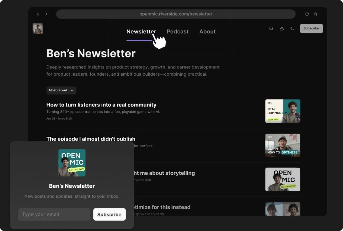 Platforma de podcasting Riverside intră în jocul publicării de newslettere